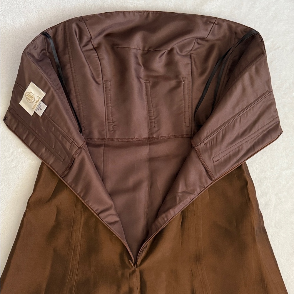{VTG} Vera Wang | Strapless Bronze Taffetta Dress (6) - Picture 15 of 16